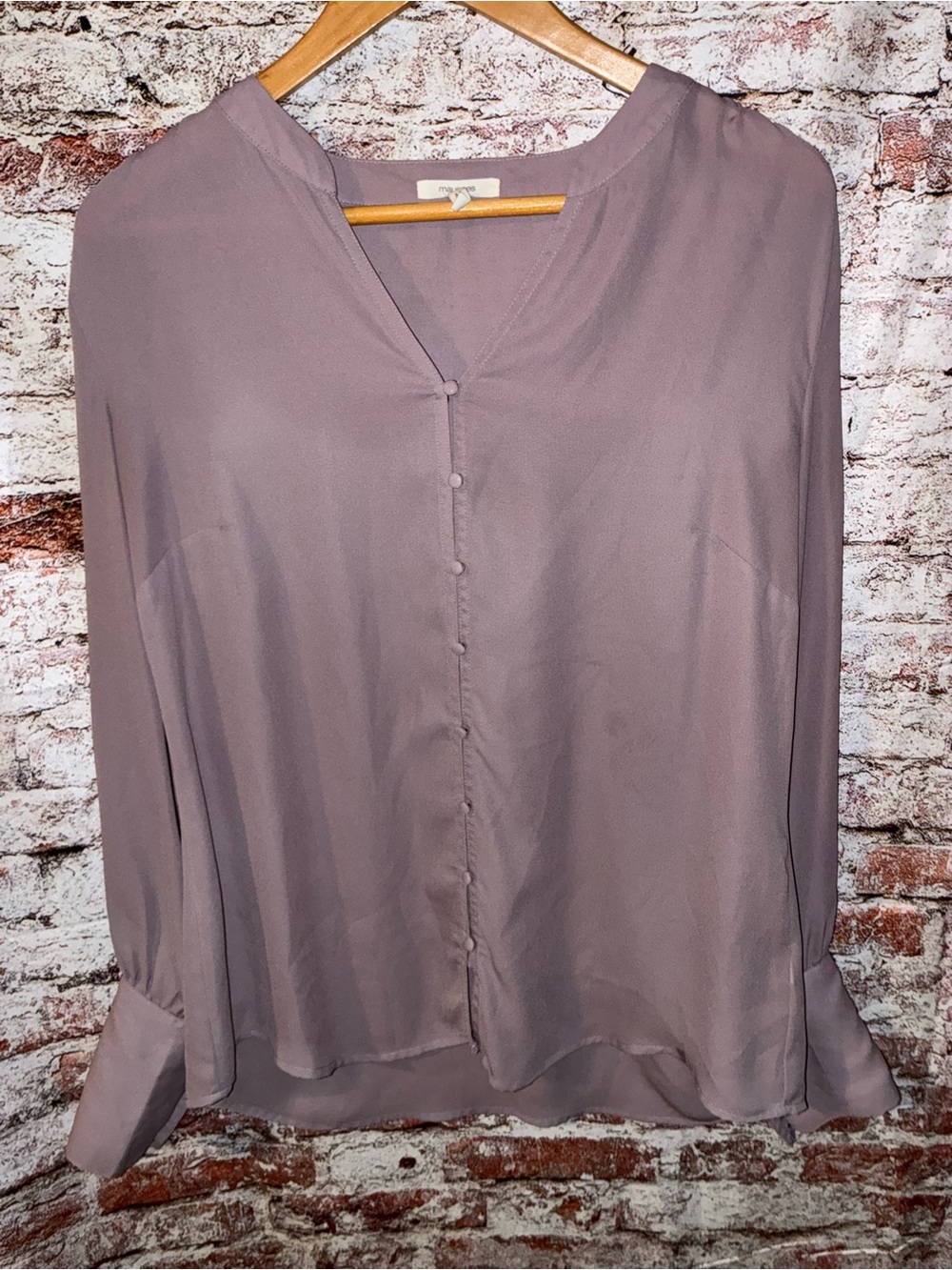 Maurices Dusty Mauve Button-Front V-Neck Blouse